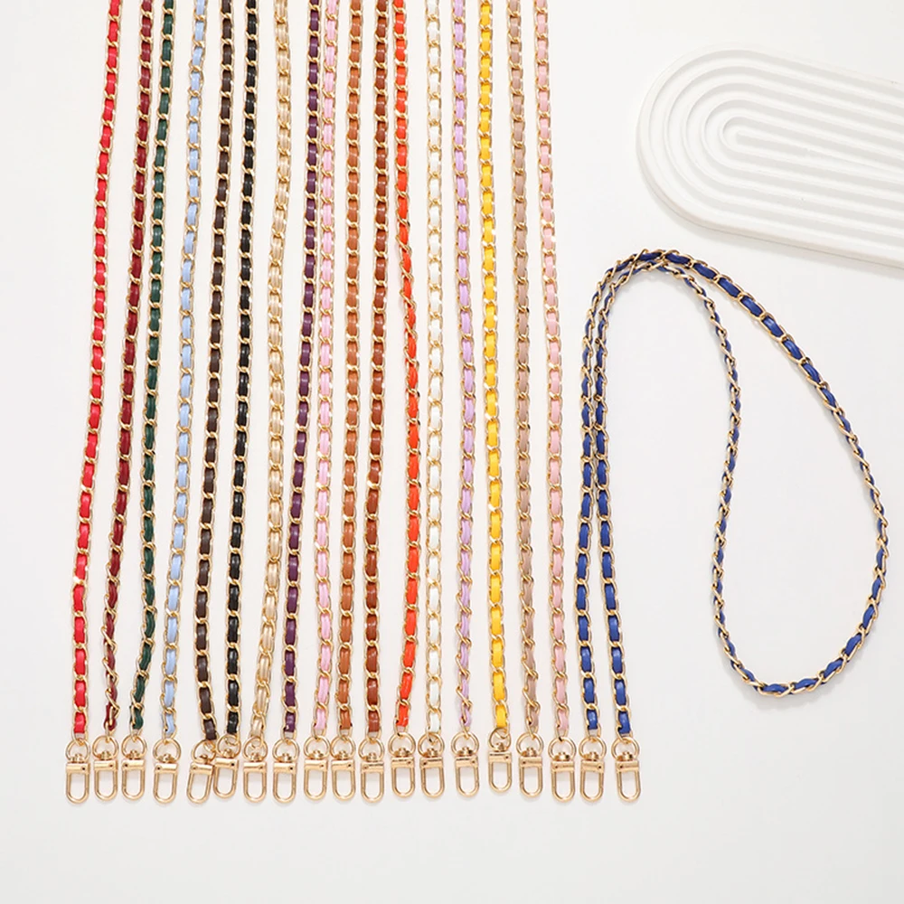 PU Leather+Metal Chain Shoulder Bag Strap Or Women Fashion Phone Case Chain All-match Crossbody Leather Strap For Handbag