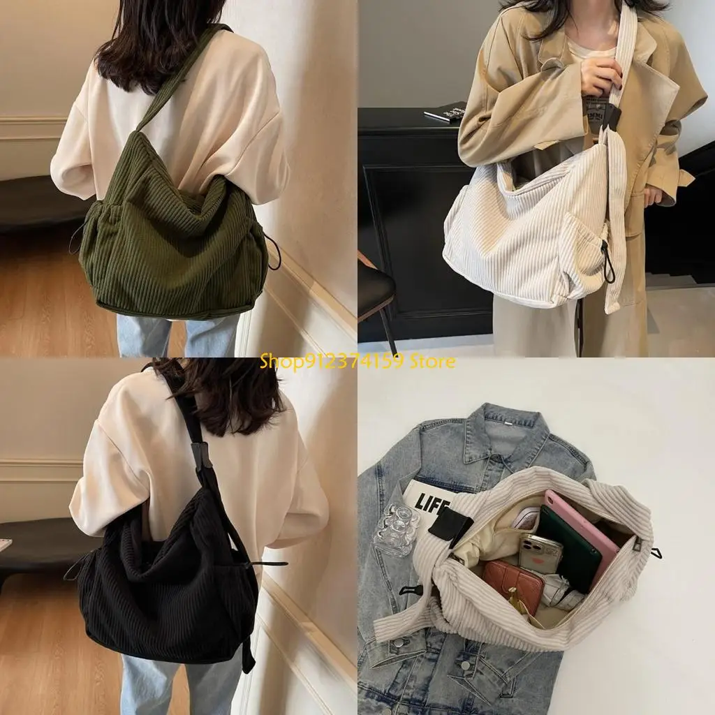 

G5AE Contemporary Crossbody Bag Corduroy Shoulder Purse Satchel Work Bag for Women and Girls Offering Convenience and