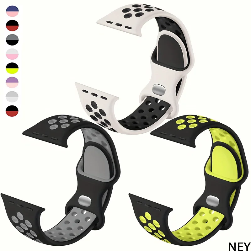 Sport Silicone band for apple watch Series 10 46mm 42mm 44mm 40mm 45mm 41mm 45 44 mm ultra 2 49mm iwatch 10 9 8 7 6 SE 5 4 strap