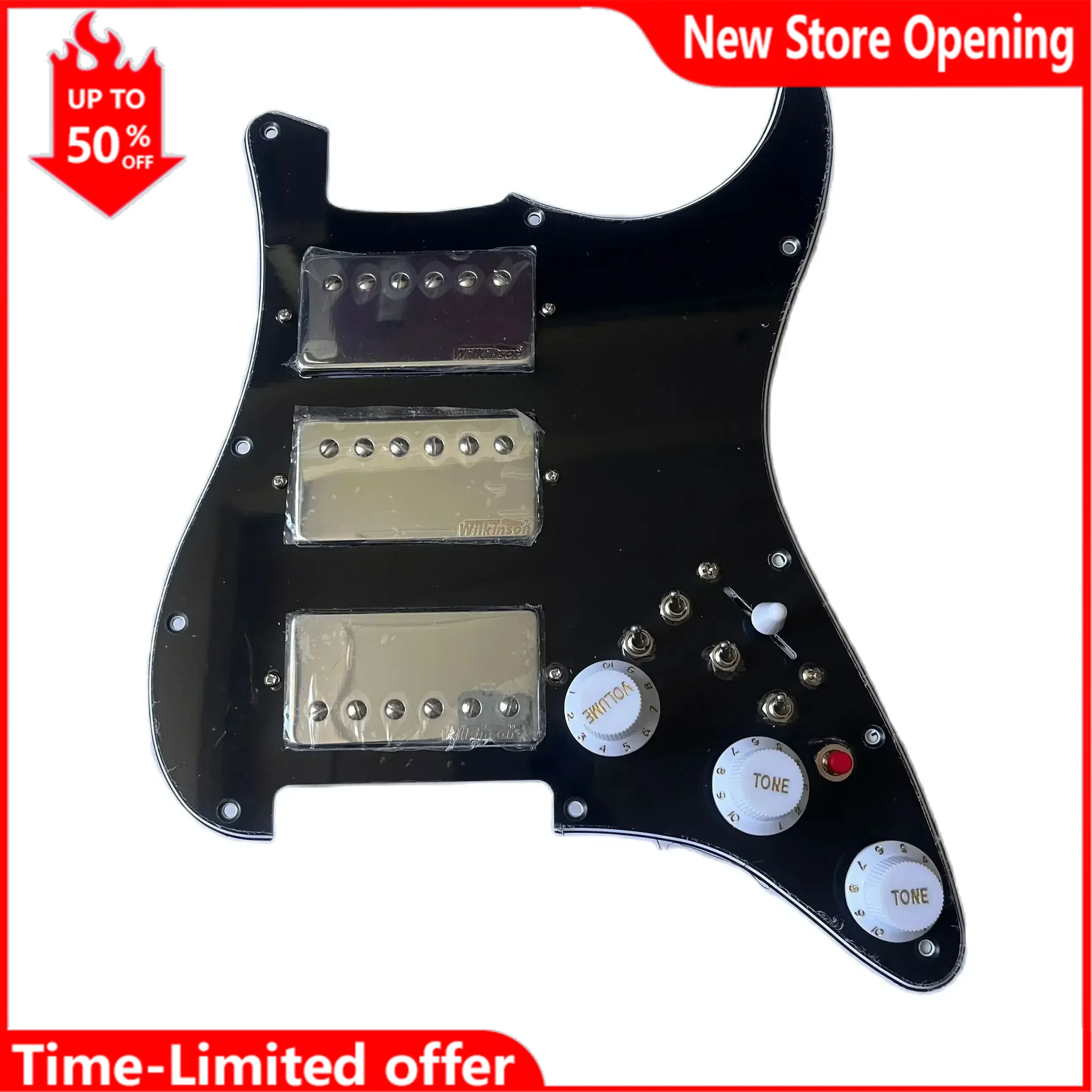 

Upgrade HHH Prewired Loaded ST Pickguard with Humbucker Alnico V Humbucker Pickups Coil Split Switch Set for ST Electric Guitar