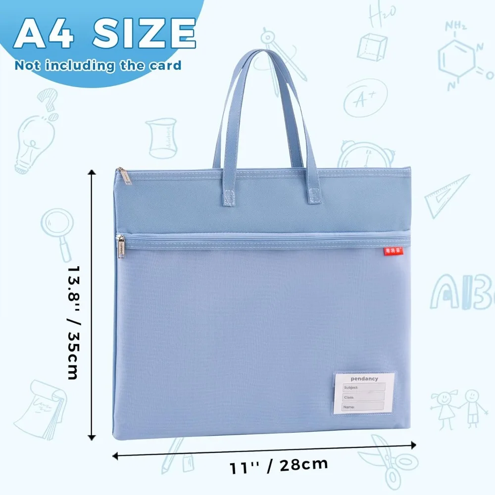 Pendancy Mesh Zipper Pouch A4 Size, Large Double Pocket Waterproof File Bag with Handle, 11x13.8 in Foldable Document Storage fo