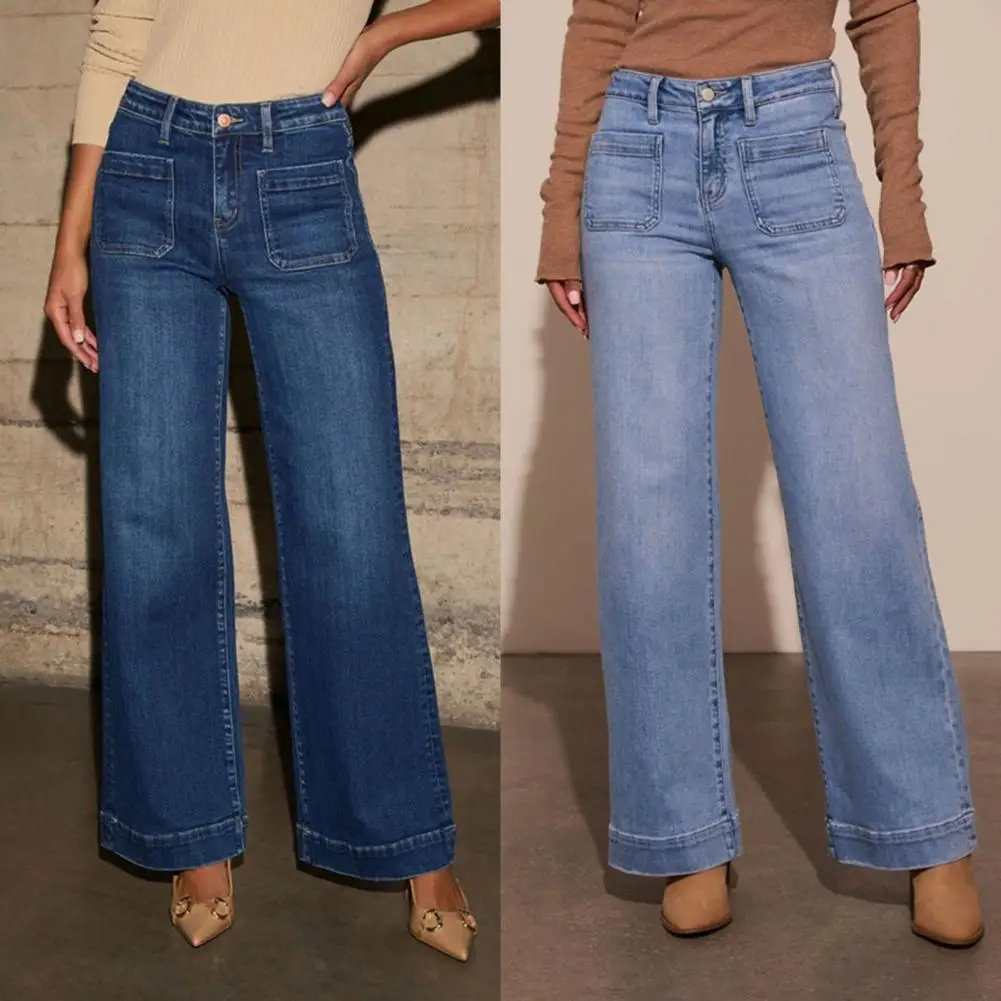 

2024 new women's wear European and American loose Denim wide leg pants slimming high waist all-match jeans for women