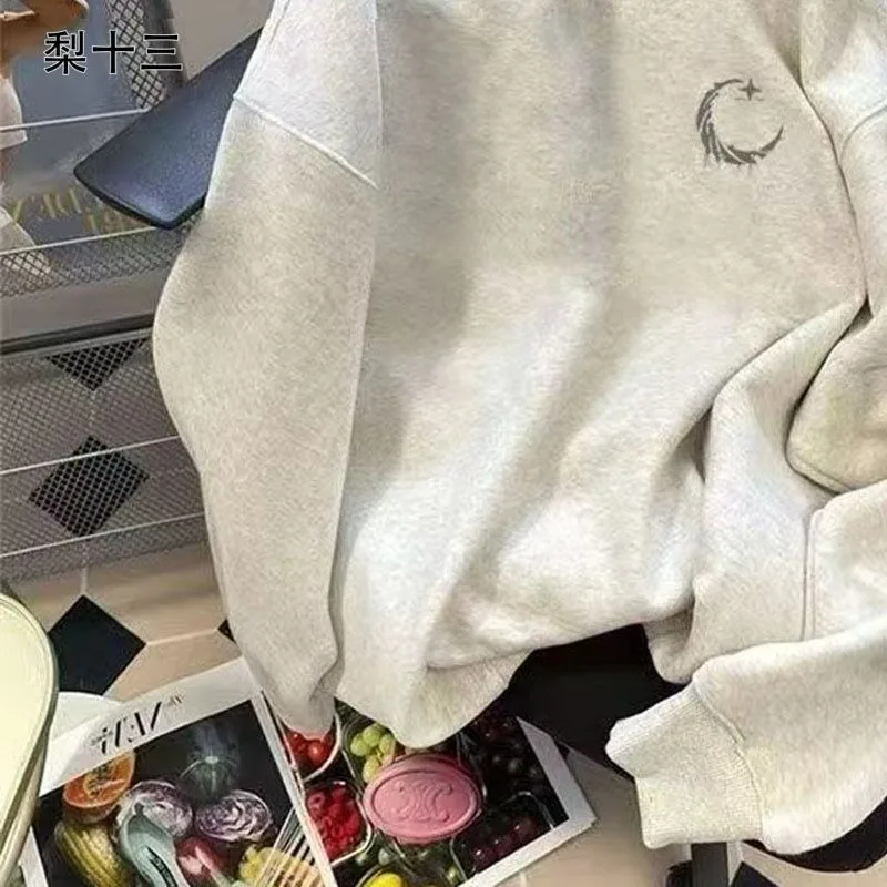 Wykwintna nowa bluza z okrągłym dekoltem i długimi rękawami, popularne jesienno-zimowe style, uniwersalna, swobodna, modna, luźna i sportowa góra.