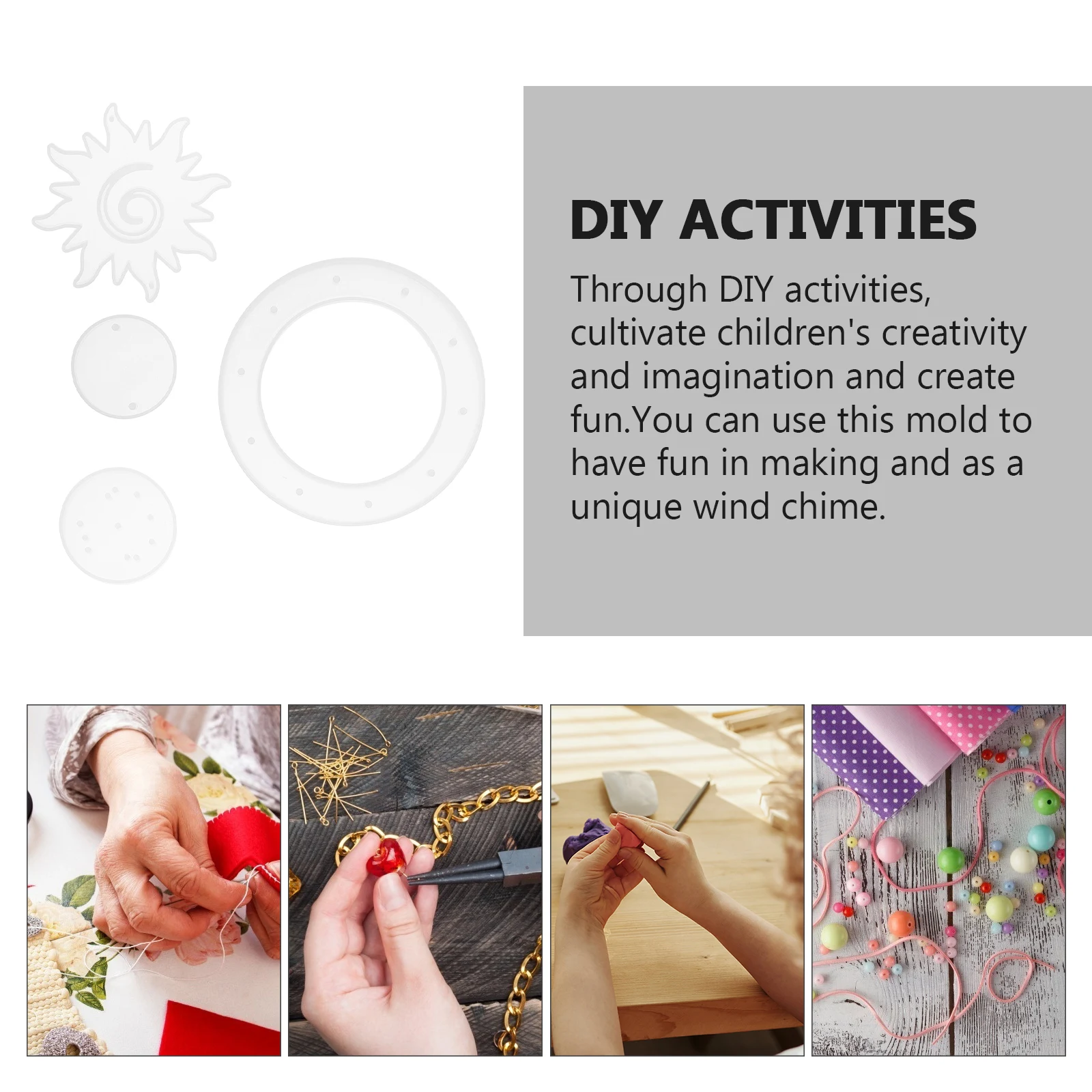 

1Set Resin Craft Mold for DIY Wind Chime Pendant Making High Flexibility Silicone Epoxy Mold Hanging Ornament Decorative Kit