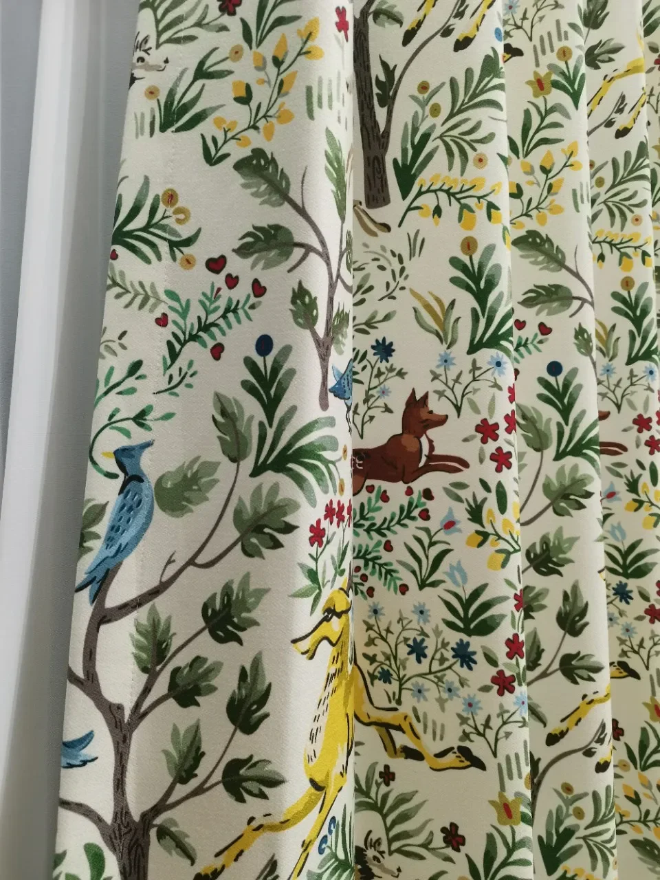 Custom American Pastoral Funny Forest Children's Cartoon Animals Cotton Linen Fabric Curtains for Living Dining Room Bedroom