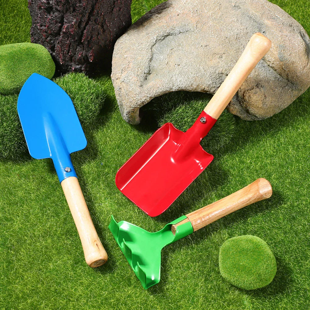 4 pçs crianças conjunto de ferramentas jardinagem lidar com leve jardim ancinho espátula espátula jogo ao ar livre brinquedo educativo