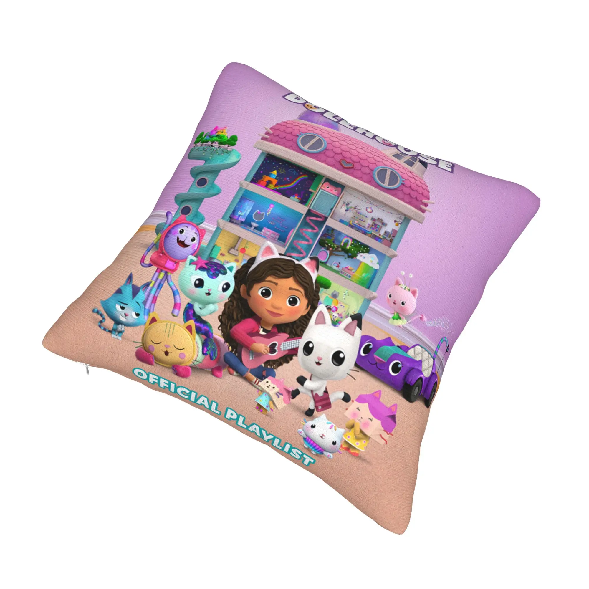 Gabbys Dollhouse Pillow Case Home Decor Fashion Pandy Paws Gabby Mermaid Cat Cushions for Sofa Square Pillowcase