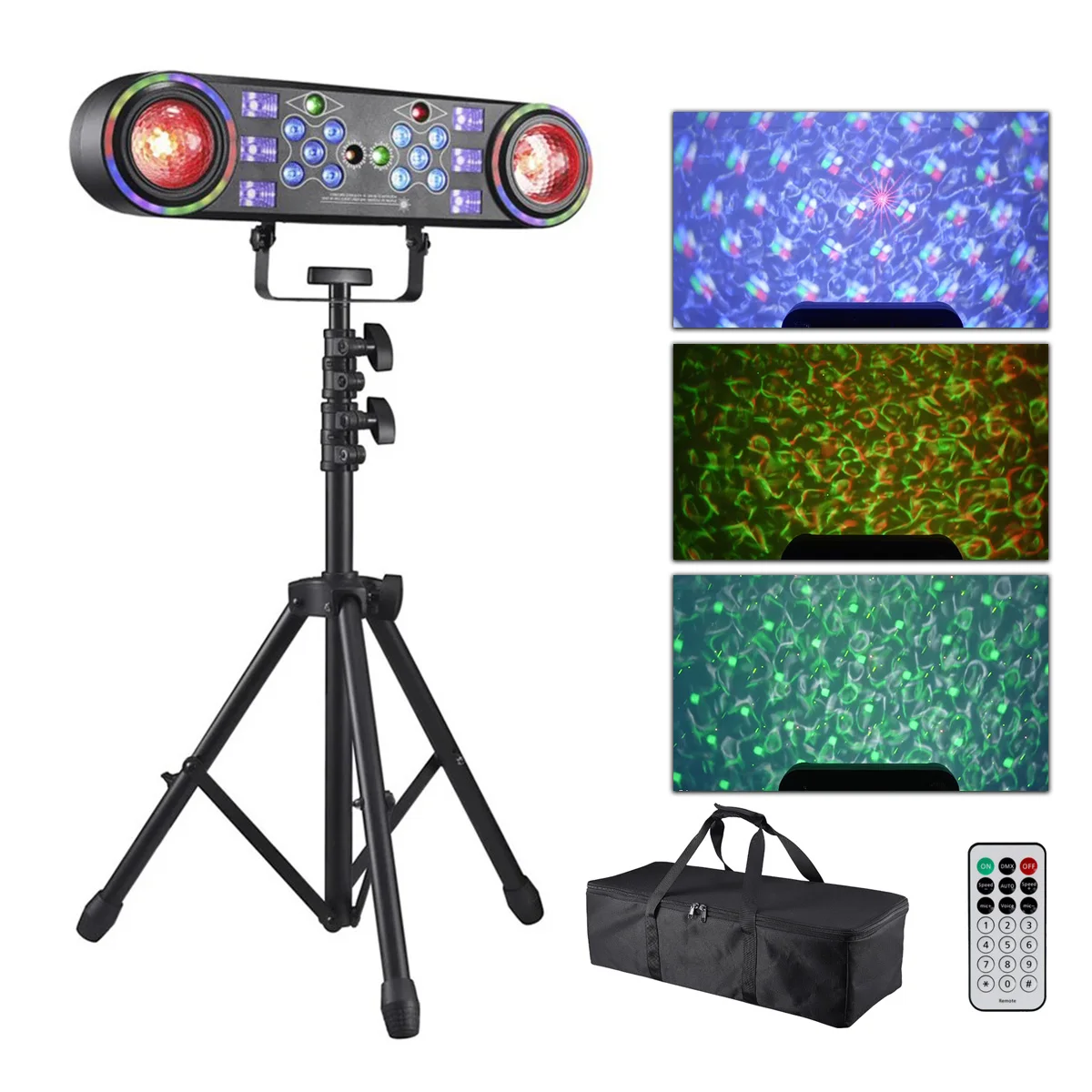 

Stage Stand Lights, 7in1 Party Bar Light Set with Rotating Ball, Strobe, Voice Control for Stage Party Wedding DJ Lighting