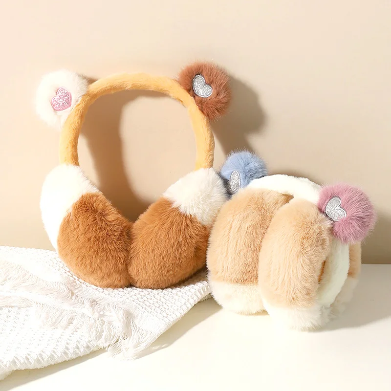 Women Faux Rabbit Warm Earmuffs Cute Soft Ear Warmer Foldable Warm Ear Cover Winter Headwear Ear Muffs Girls Kids Fur Earmuffs