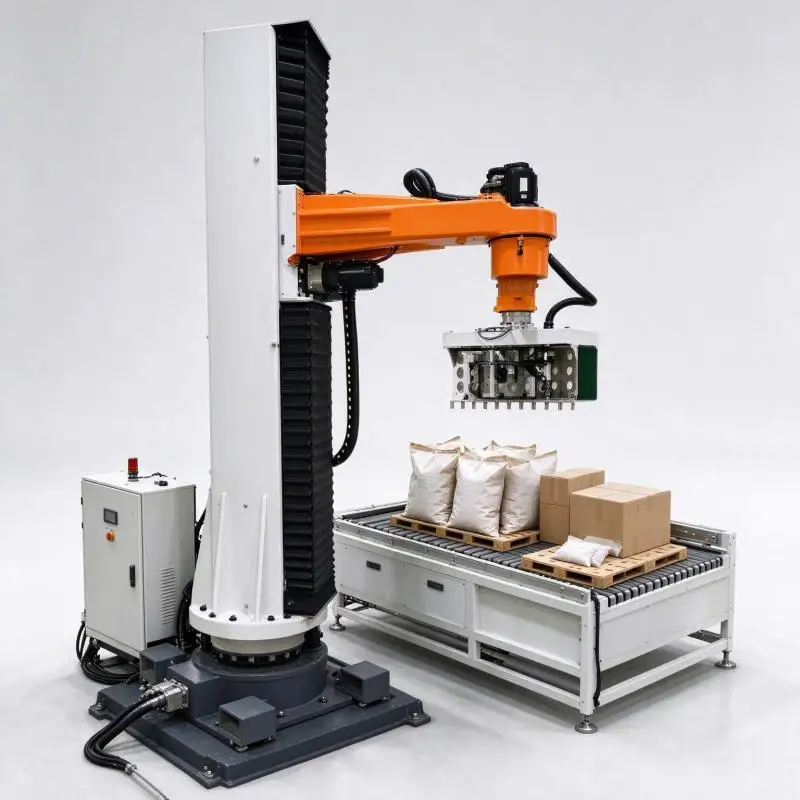 Column Palletizer Automatic Column Pallet Stacker Adjustable Gripper Force For Fragile Carton Product Palletizing