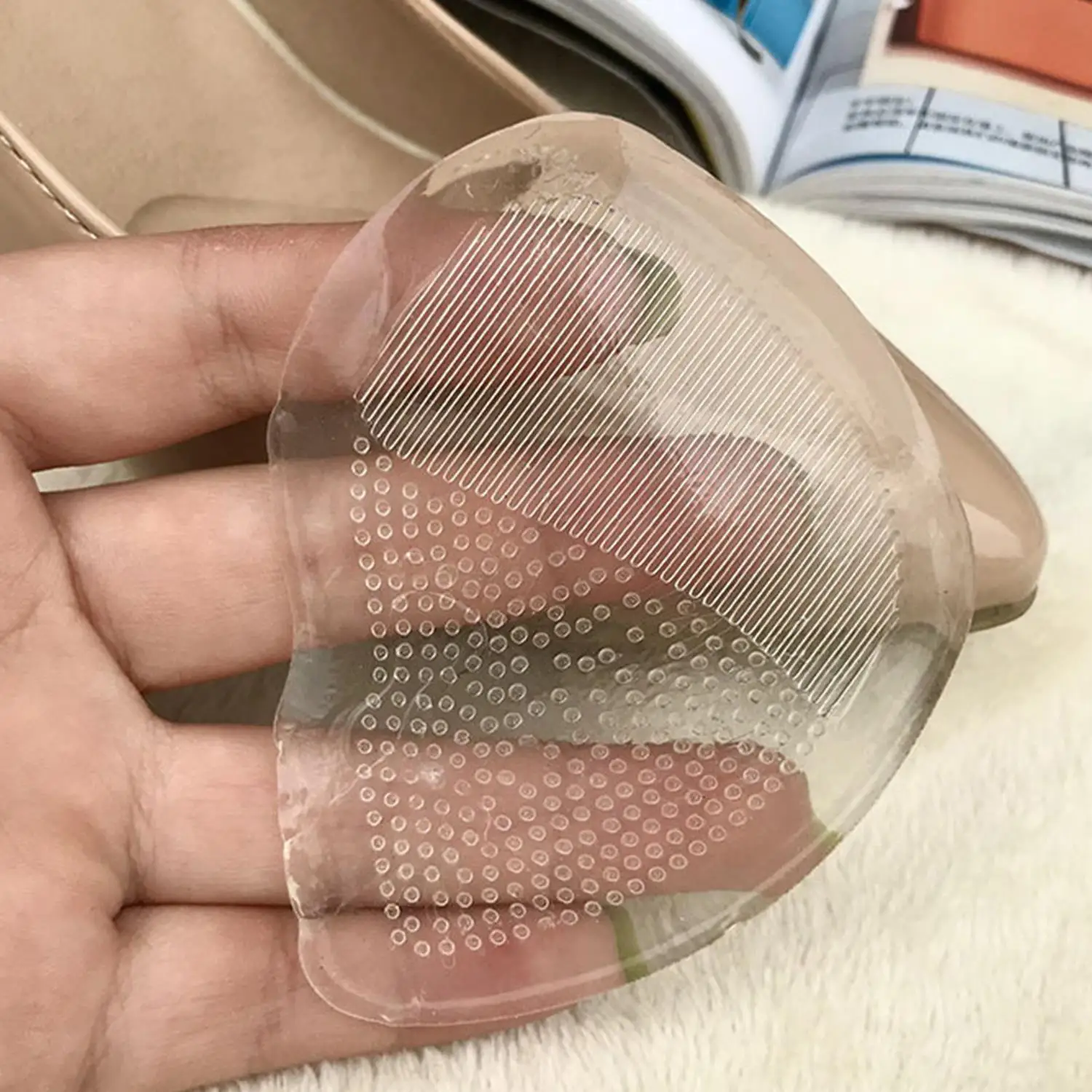 

2 Pairs Insoles Ladies High Heel Shoe Insole Female Half Pad Reduces Friction Pain Silicone Forefoot Pad Anti-skid Foot Care Pad