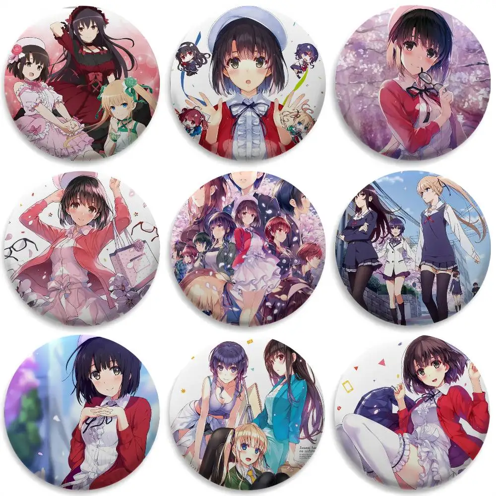 

Saekano R-Raise Boring Girlfriend Badges Round Exquisite Badge Brooches Creative Pins For Clothes Hat Backpack Gift Accessories
