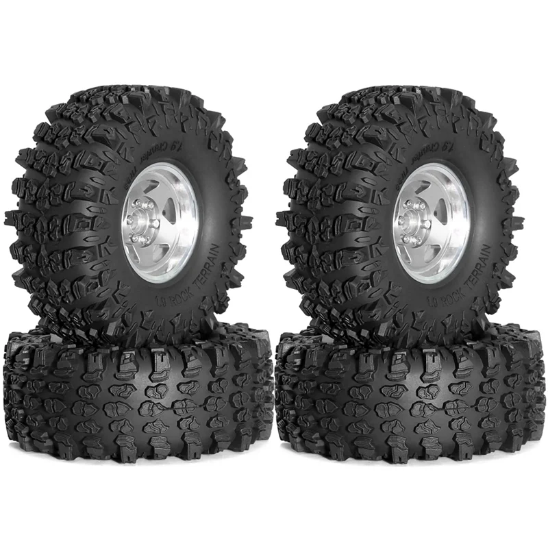 AD-4Pcs 1.9 Inch Metal Tire Wheels With 118Mm OD Tires For Axial SCX10 D90 Wraith 1/10 RC Climbing Crawler Car Parts
