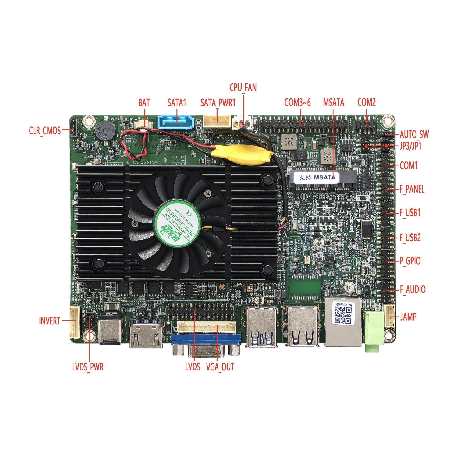 Mini ITX Industrial Motherboard  3rd Gen Core I3 I5 I7 DDR3 8GB LVDS RS232 RS485 for Digital Signage Automation Kiosk