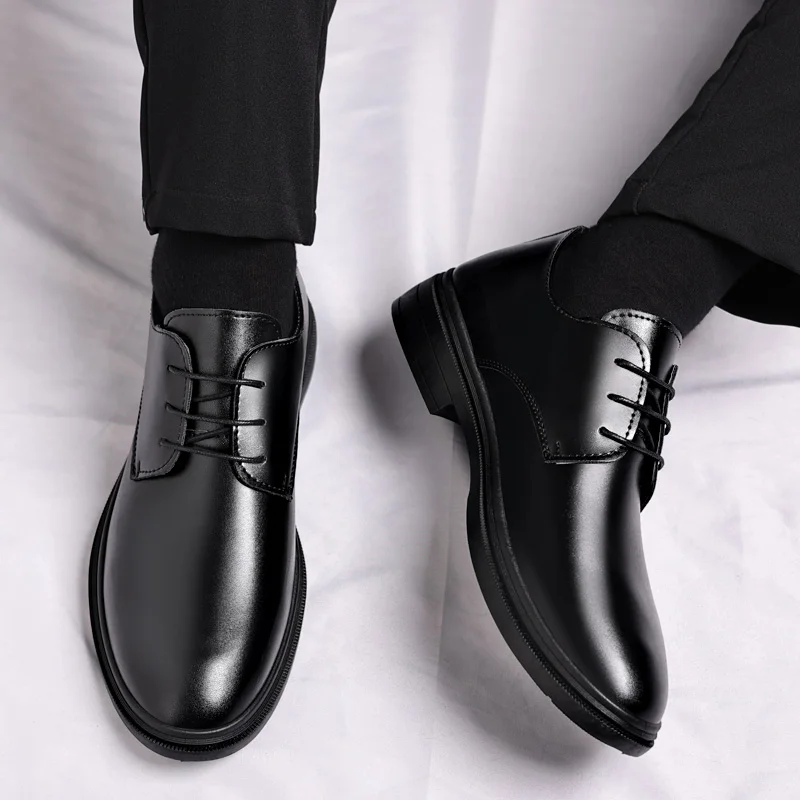 Modern Slip on Formal Dress Shoes Flexible Soft Cushion Sole, Anti-Friction Elevated Outlook for Long Business Daily Wear