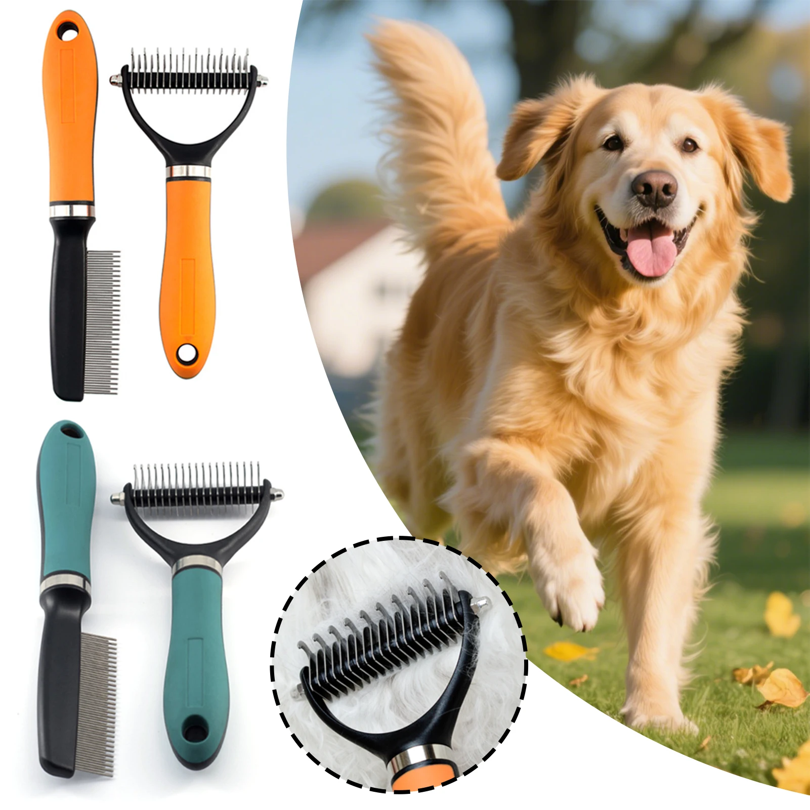 Pet Grooming Rake Dematting Tool Set For Cat Dog Double Sided Deshedding Brush Multifunctional Pet Hair Care Set Pet Supply