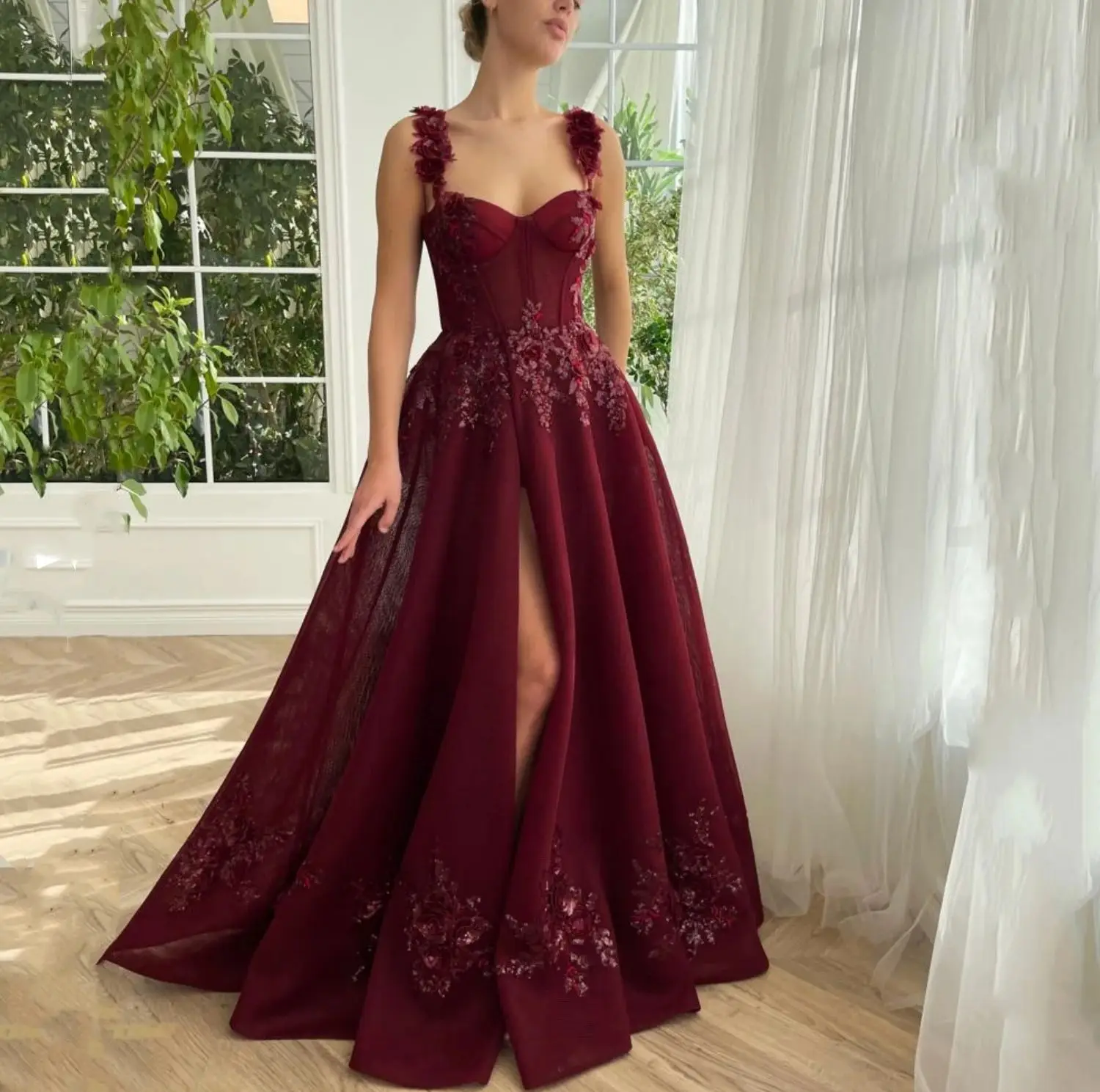 Aileen Line A Women\'s Evening Dress Party Evening Elegant Luxury Celebrity Claret Ball Gown Gala Dresses Woman 2024 for Party