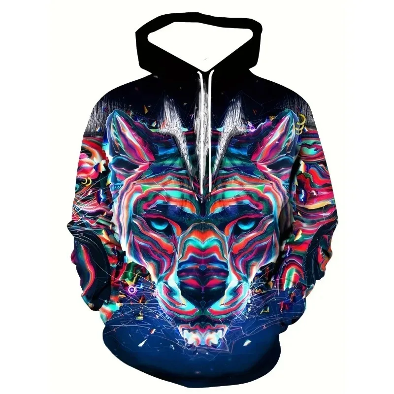 

2025 Color Mushroom Leopard Pattern Men's Hoodie Cool Monster 3D Printed Long Sleeve Casual Hoodie Hoodie Loose Sweatshirt