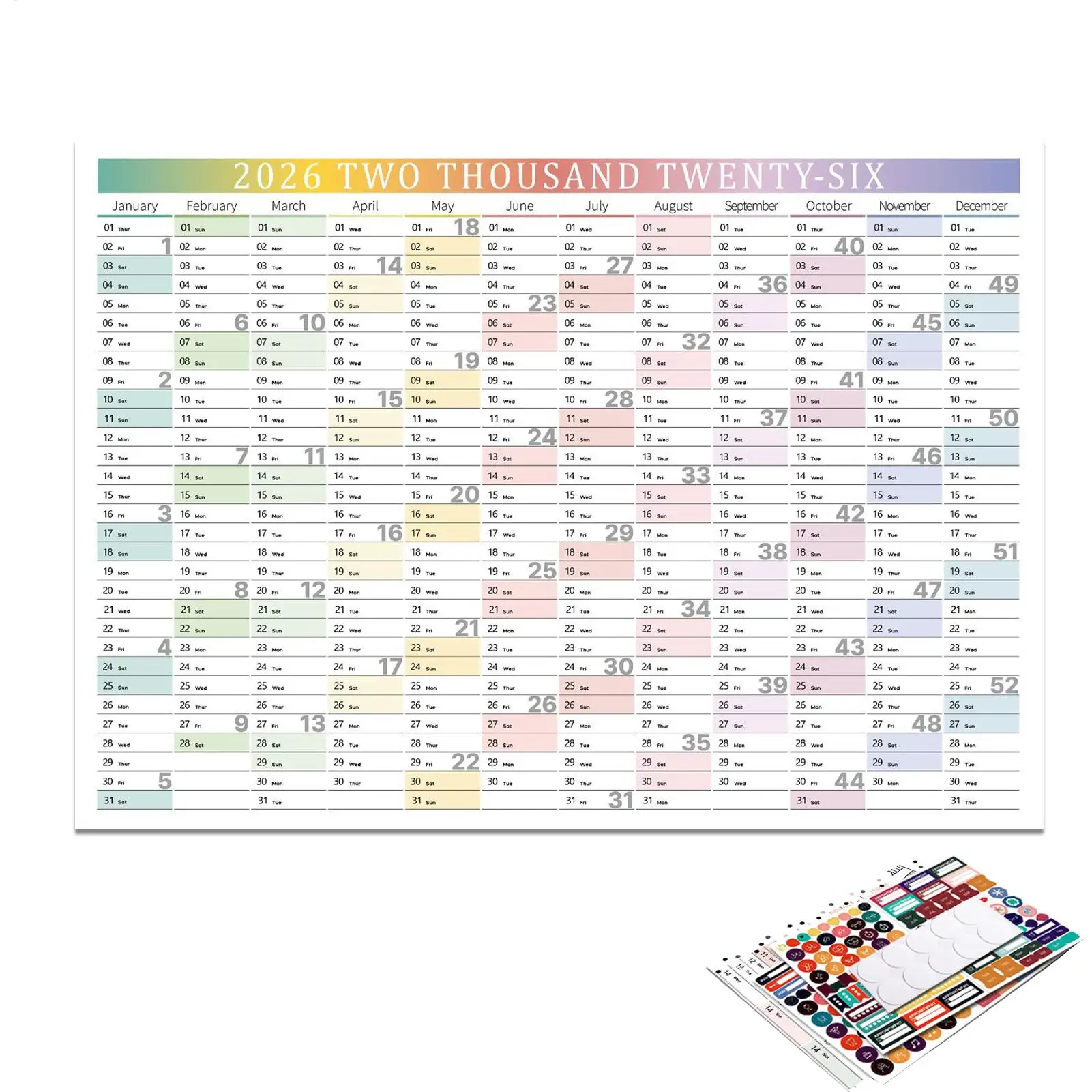 

2026 Wall Calendar, Smooth Writing Schedule Monthly Planner, New Year Wall Calendar Poster With Stickers For Home Office School