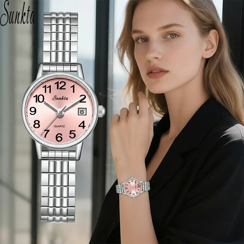 

SUNKTA Original Elegant Women's Watch Waterproof Calendar Women's Quartz Wrist Watch Fashion Ladies Vintage Watches Montre Femme