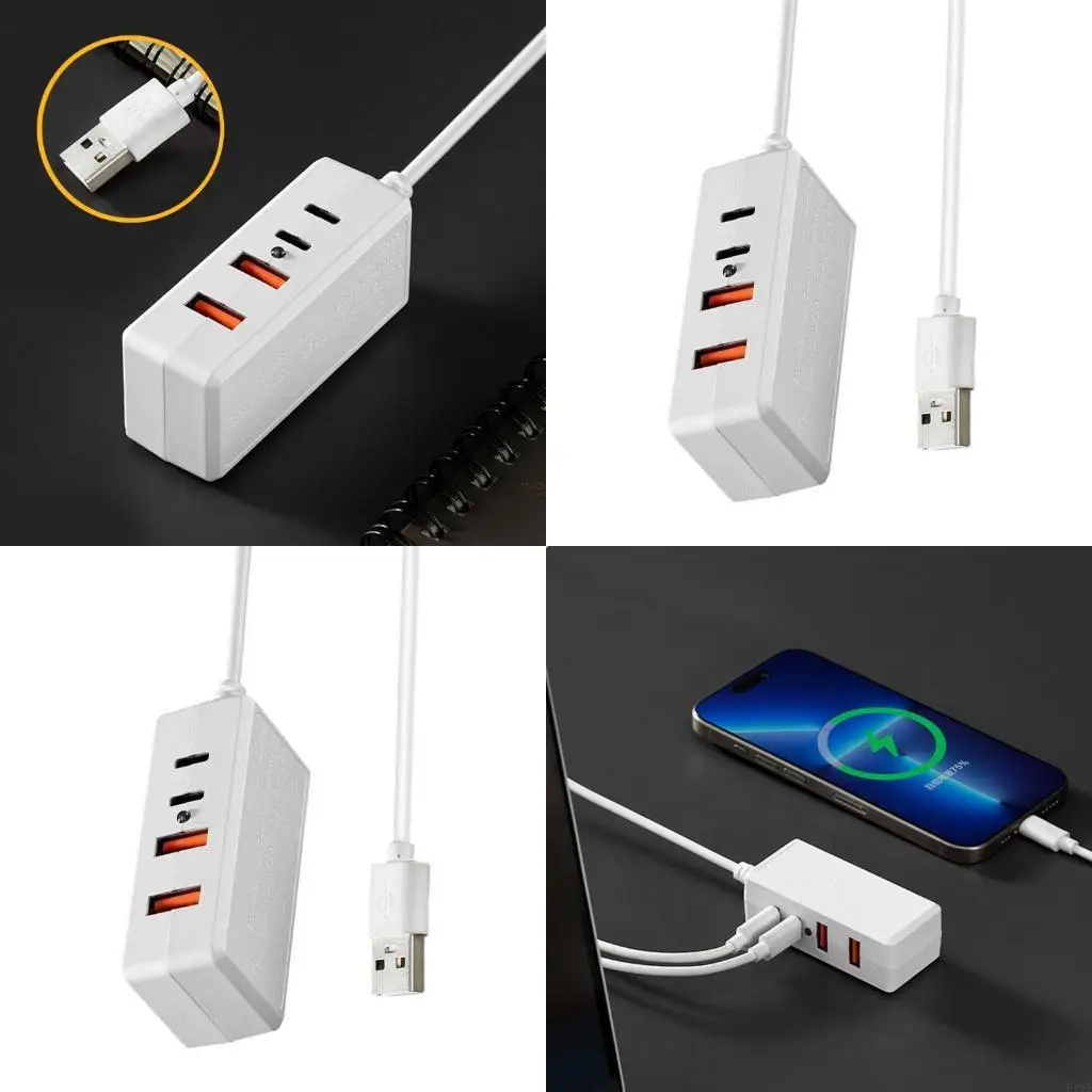 4 In 1 USB C With 2 USB Port And 2 Type C Port For Phone LED Light F19E