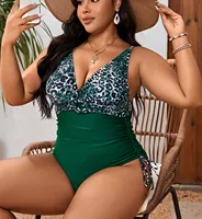 Women's Swimsuit 2025 Plus Size One Piece Swimwear Printed Tummy Control Bathing Suit V-Neck Sexy Monokini Push Up Beachwear - Image 3