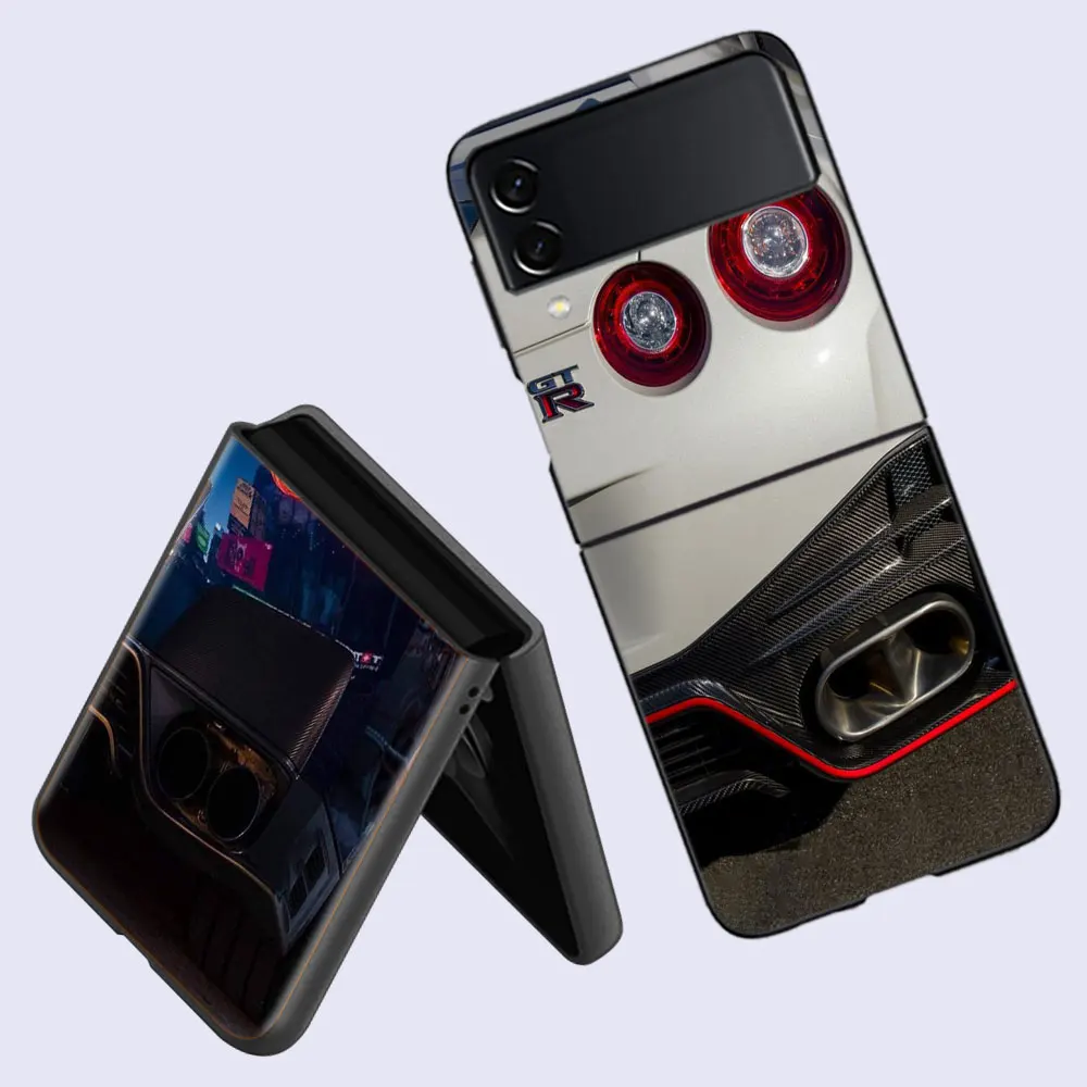 GTR sports car logo red tail light Phone Case For Fundas Samsung Galaxy Z Flip 6 3 5G Back Hard Capa for Z Flip 5 4 5G Coqu