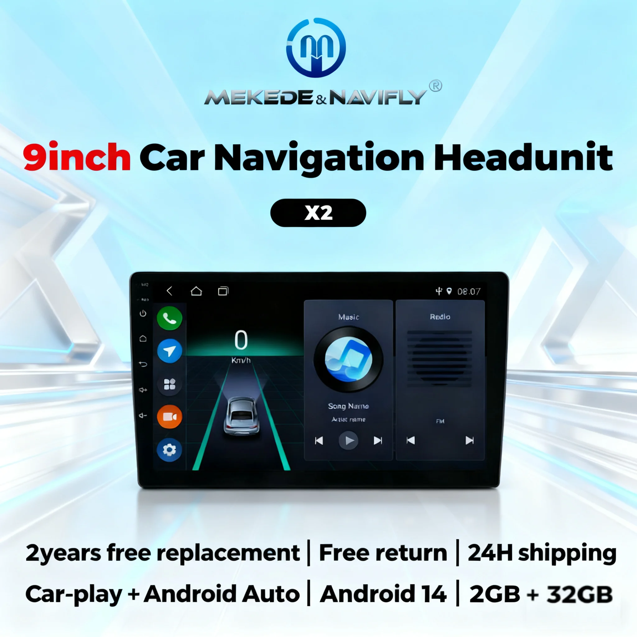 NaviFly 9 inch 2 Din Autoradio Wireless Carplay Android Auto Car Radio Universal Multimedia Video Player For Hyundai Kia Toyota