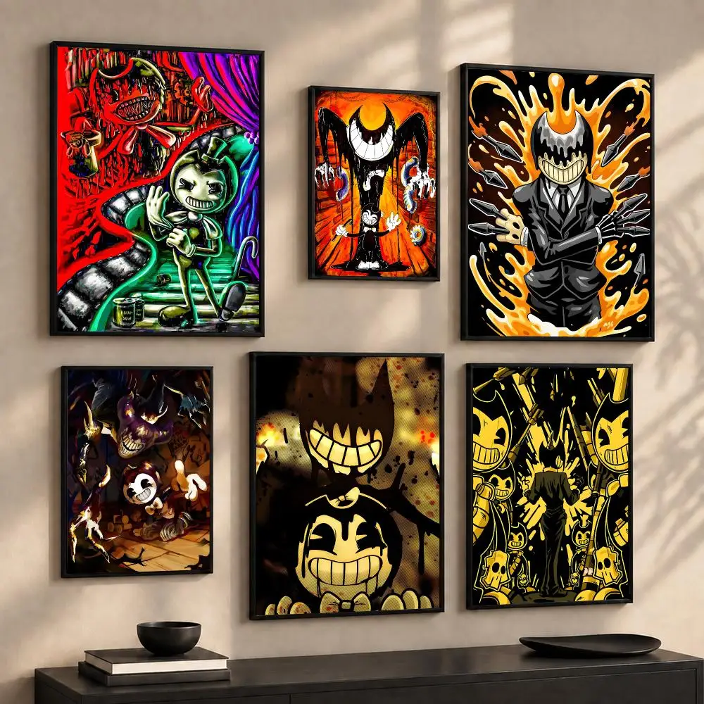 Hot Gaminig B-Bendy and the Ink Machine Painting Calligraphy Canvas Wall Art Prints for Living Room Home Decor Christmas Gift