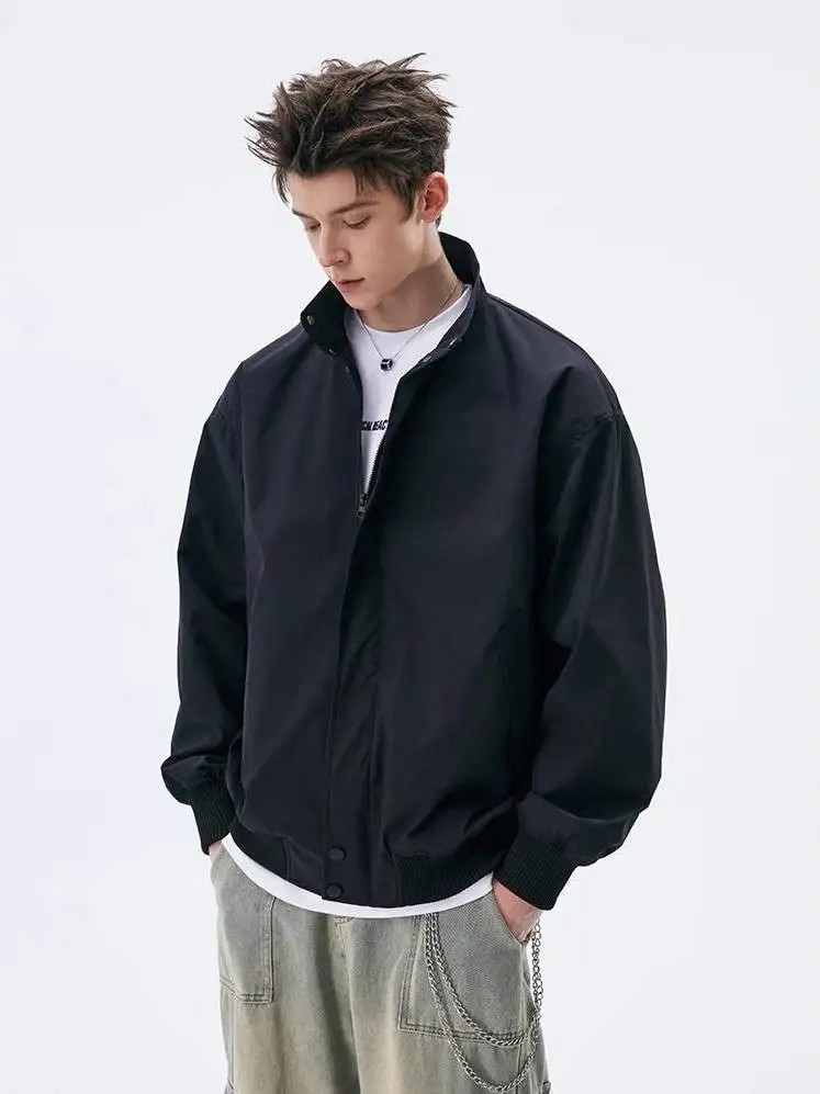 

Reez 2025 Spring American Sle Loose Fit Men's Jaet Stand Collar Workwear Flight Coat Outerwear Trendy Brand Spring ...