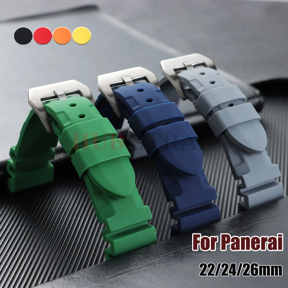 Für Panerai Silikonarmband 22 mm 24 mm 26 mm wasserdichtes Gummiarmband für SUBMERSIBLE PAM441 351 111 Armband Weiches Sportarmband