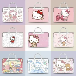 Anime Sanrio Hello Kittys12 13 14 Inch Computer Bags Cute Cartoon Pink Girl Heart Student Large Capacity PU File Bag Girls Gifts