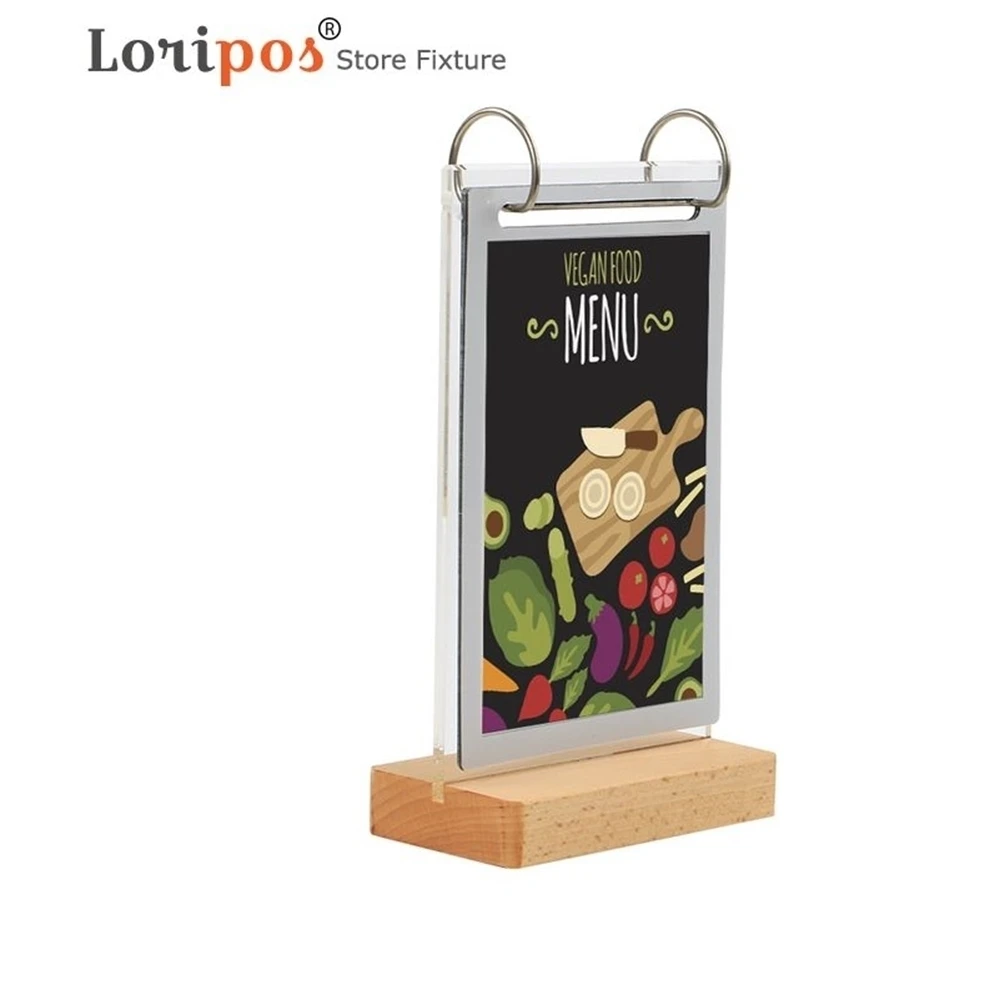 2pcs A5 279*168mm Acrylic Restaurant Table Menu Sign Holder Display Stand with Poster Menu Paper Frame