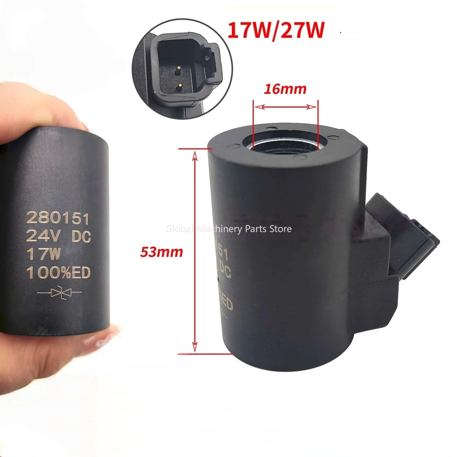 

Suitable for E360B, EC380D, and 480 Excavators Fan Pump Solenoid Valve Coil 17W 27W