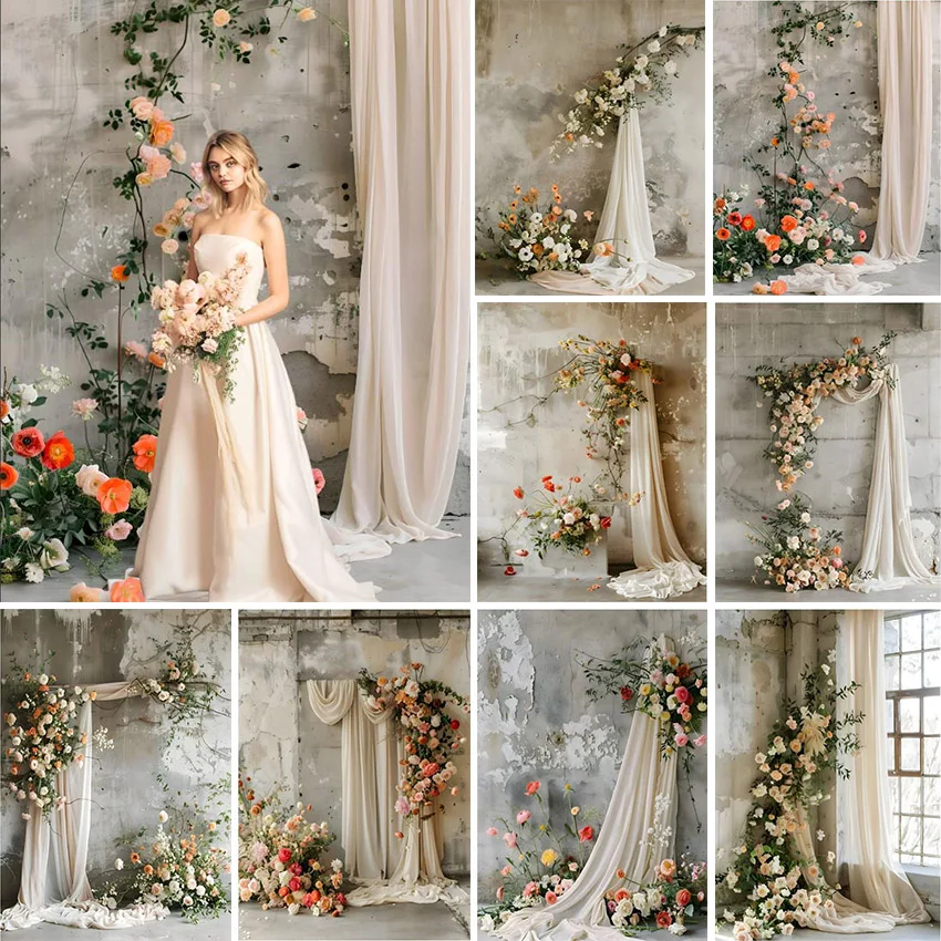 

Avezano Spring Background Photography Retro White Concrete Wall Wedding Maternity Photo Backdrops Photozone Props Photo Studio