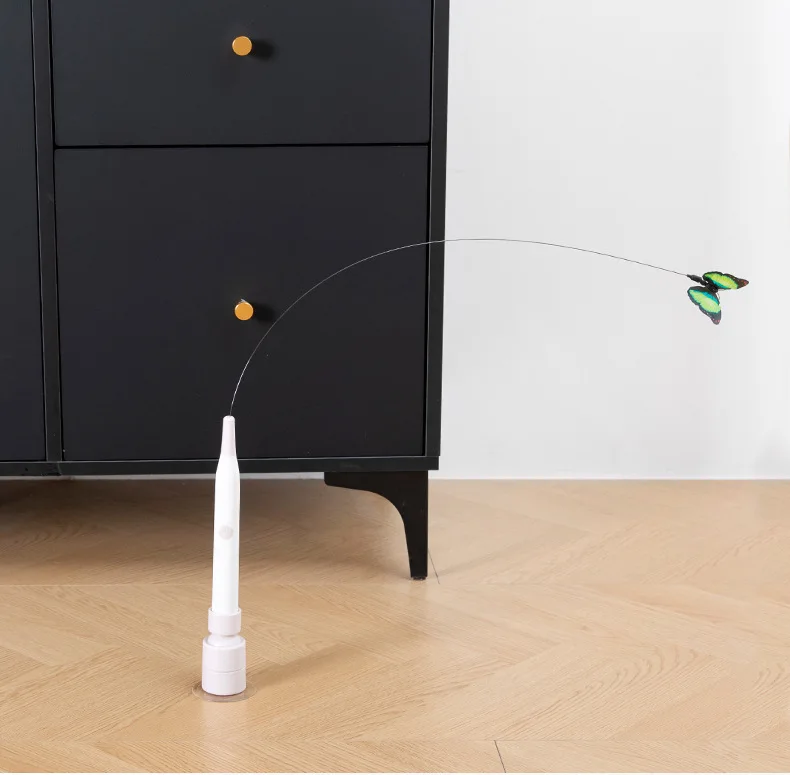 Electric Suction Cup Cat Toy Rotating Butterfly Flying Cat Self-entertaining Toy Long Rod Steel Wire Cat Teaser Toys