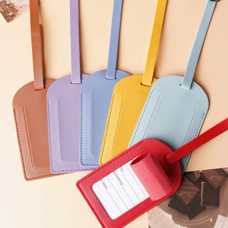 Faux Leather Luggage Tags with Privacy Flap Travel Suitcase Label ID Address Name Tag for Bags Luggage Travel Accessories ﻿