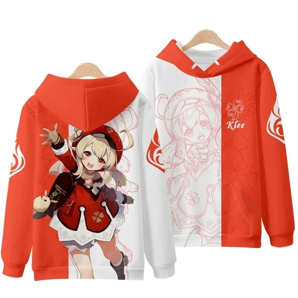 Game Genshin Impact Graphic Tracksuit Cute Cartoon Klee 3D Print Hoodies For Men Harajuku Kids Pulloves Furina Sweatshirts Tops