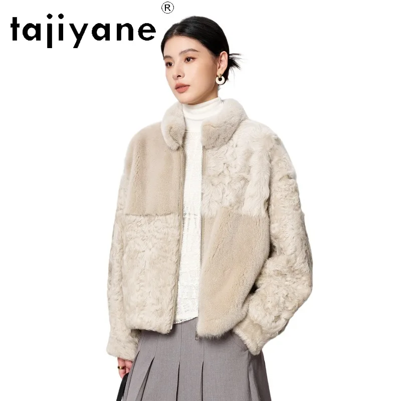 TAJIYANE Huyang Lamb Shearling Spliced with Whole Mink Fur Real Fur Coat Woman Short Fur Jacket Thicken Coats of Woman Warm Шуба