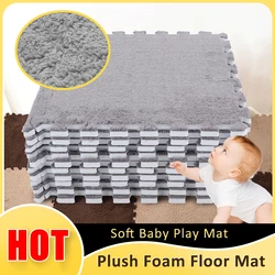 Plush Foam Floor Mat Interlocking Carpet Tiles Soft EVA Foam Mats Fluffy Rugs Protective Floor Tiles Exercise  Mats For Home Gym