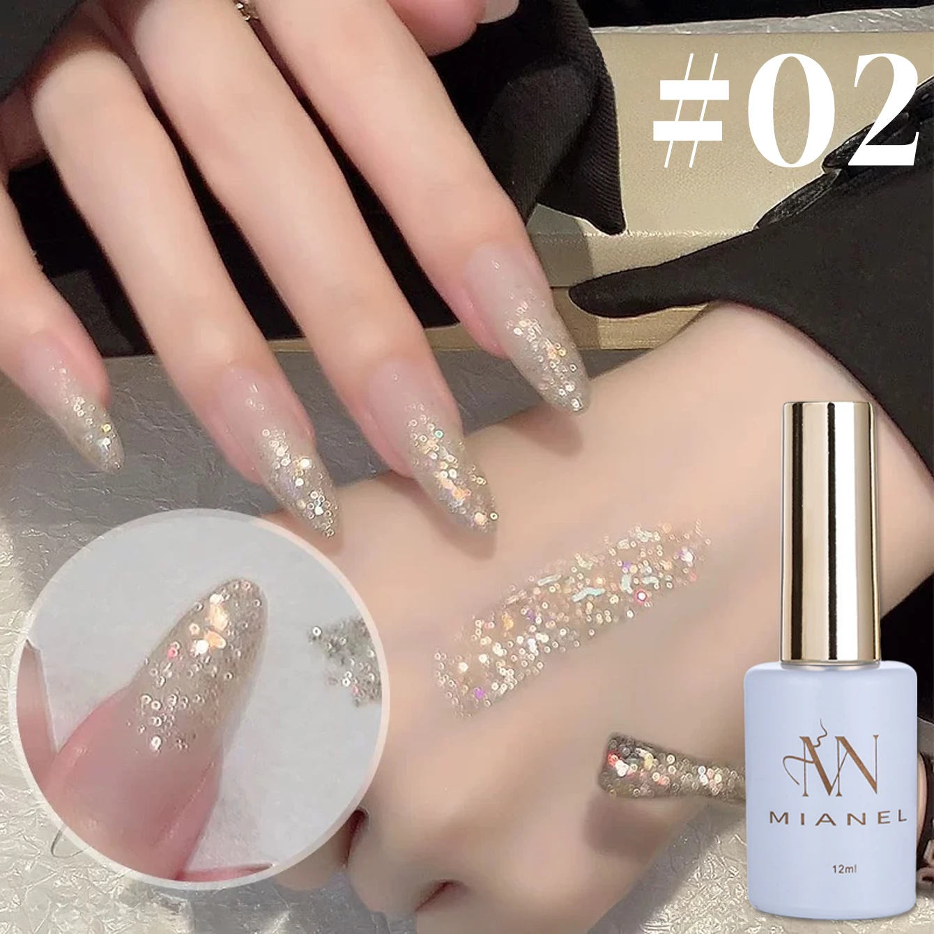 MIANEL 1-12pcs 12ML 여름 손톱 2025 새로운 스타일 화이트닝 플래시 반짝이 젤 매니큐어 판타지 다채로운 깨진 다이아몬드 손톱