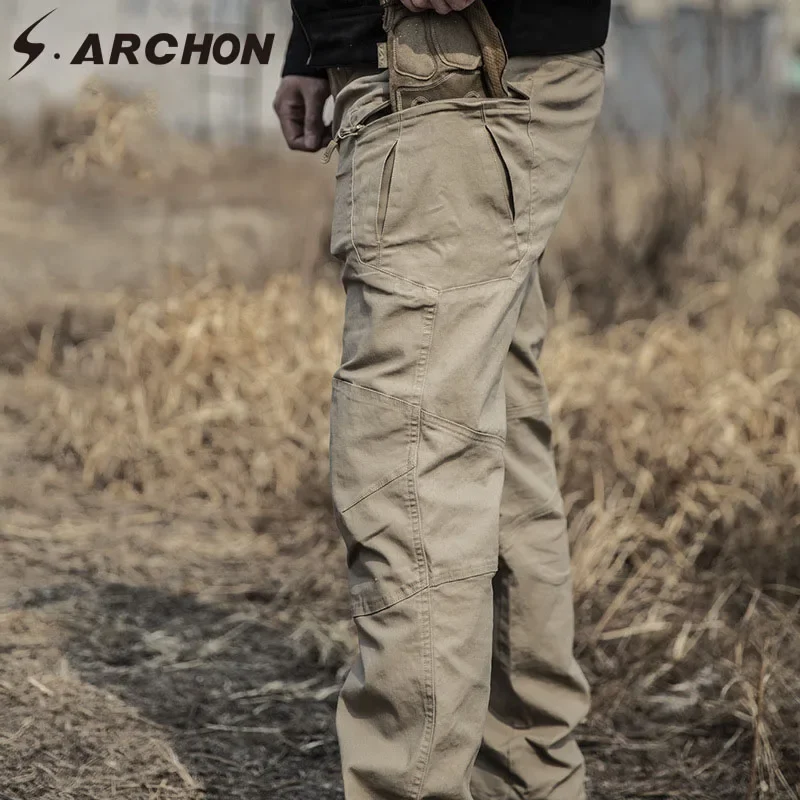S.ARCHON IX8 Tactical Workout Cargo Pants Men SWAT Army Combat Military Trousers Casual Cotton Many Pockets Stretch Pants Male