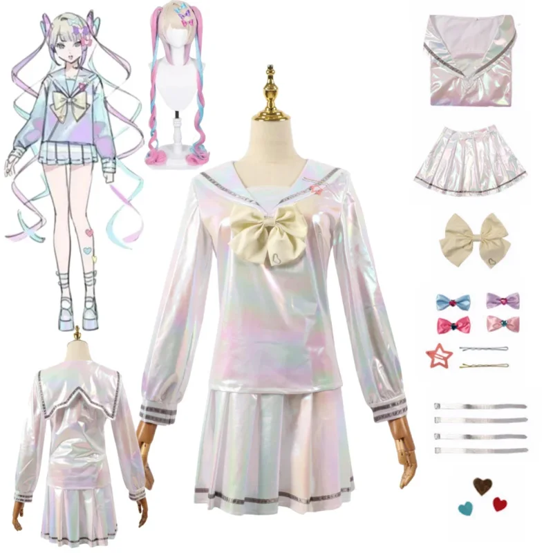 AIAI 2025 NEEDY فتاة جرعة زائدة كانجيل تأثيري أنيمي زي لوليتا معطف تنورة موحدة شعر مستعار JK الليزر اللون النسيج التنانير هالوين P