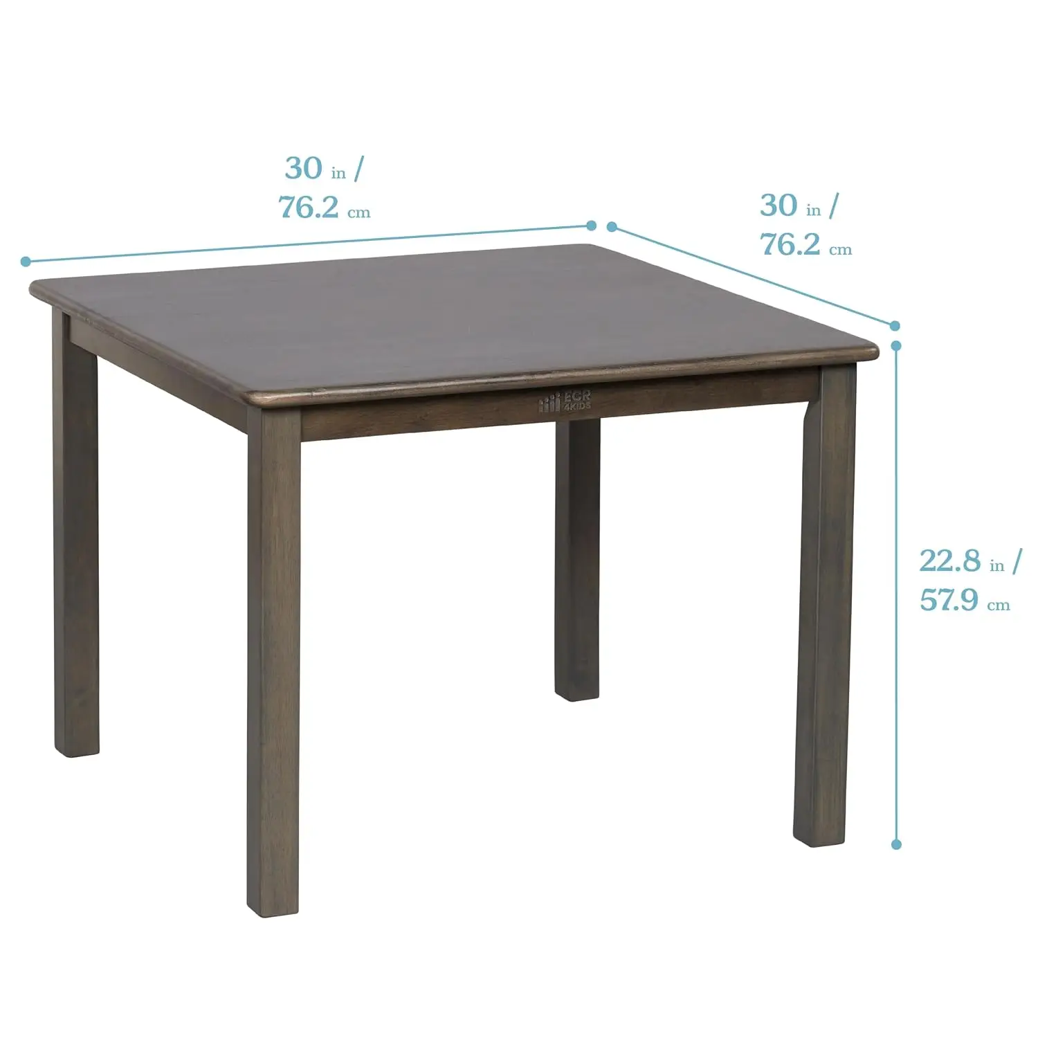 30in Square Hardwood Table & 12in Chair Set, 3-Piece, Grey Wash, Customized