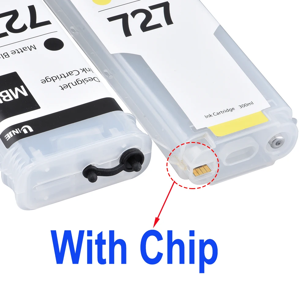 727 Ink Cartridge with Permanent Chip for HP 727 for HP DesignJet T920 T930 T2500 T2530 T1500 T1530 Printers 6 Colors 300mL