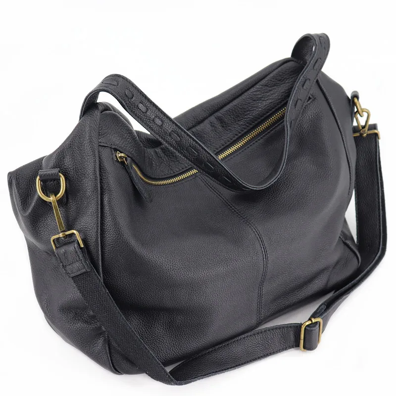 Large Soft Cowhide Female Shoulder Bag Women Handbags Solid Color Genuine Leather Crossbody Bag Winter New Lady Messenger Bag