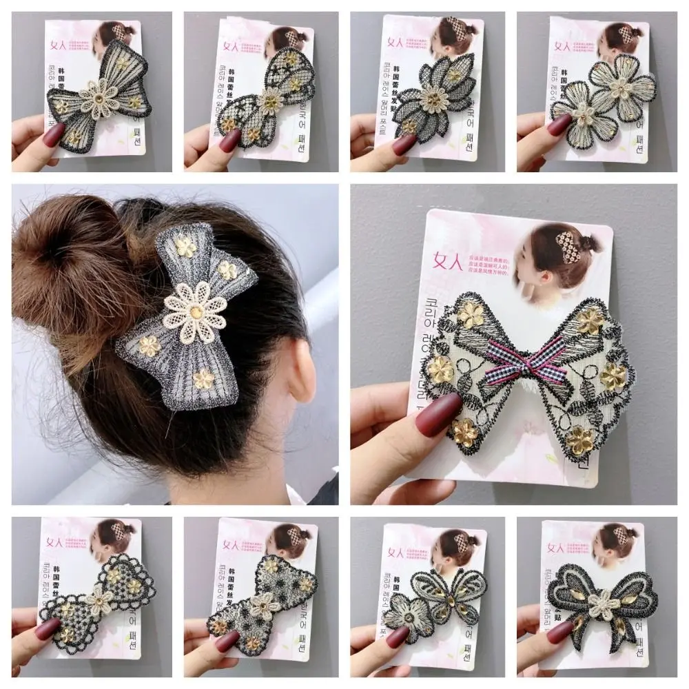 Fashion Flower Seamless Magic Paste Butterfly Bow Bangs Paste Headwear Cutting Salon Acessories Ladies