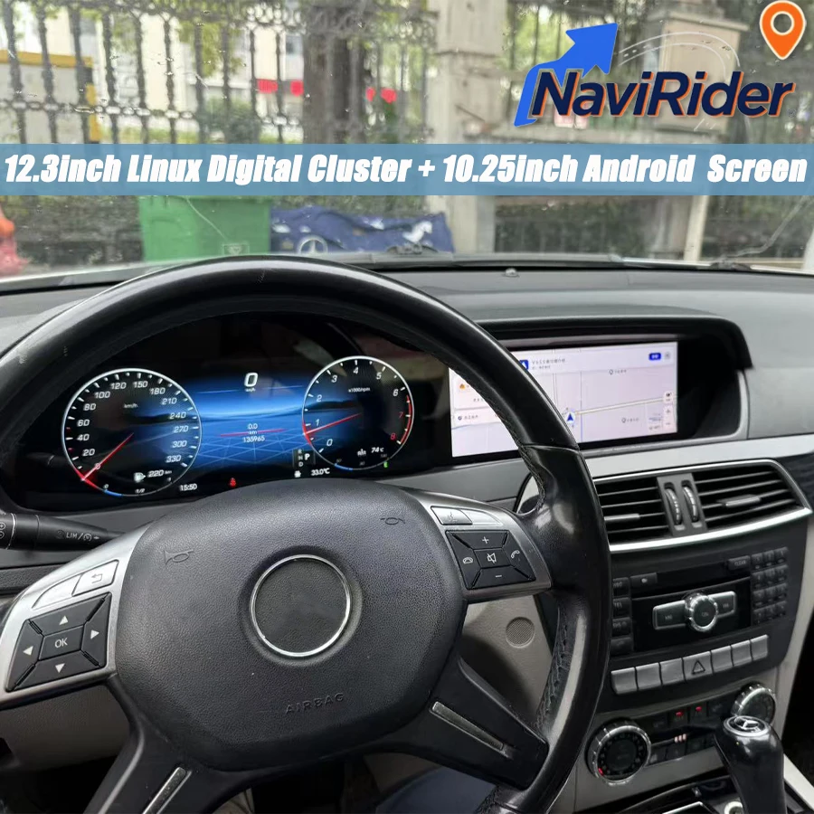 12.3+10.4inch Dual System Android Auto Head Unit For Mercedes Benz C Class W204 2011-2013 Stereo Wireless Carplay GPS Navigation