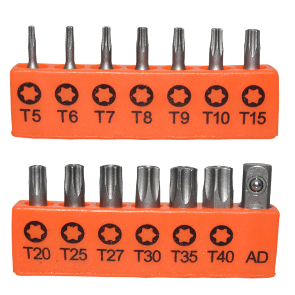 14 pcs Tamper Resistant Star Bits S2 Alloy Steel Tamper Proof Torq Star Sand Blast for Automobile Truck for Repair