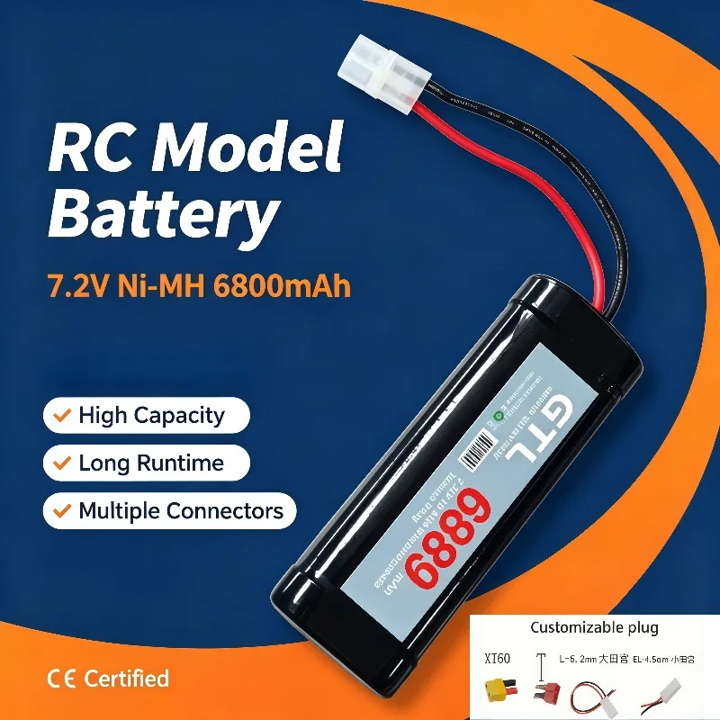 7.2V 6800mAh Large‑Capacity Ni‑MH Battery New Replacement Power Source For RC Toy Racing Cars & Trucks